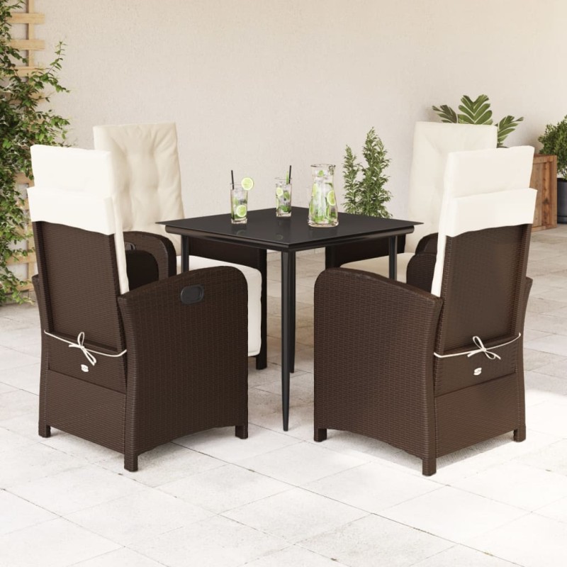 vidaXL Set comedor de jardín 5 piezas y cojines ratán sintético marrón vidaXL Set comedor de jardín 5 piezas y cojines ratán sintético marrón