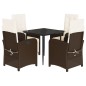 vidaXL Set comedor de jardín 5 piezas y cojines ratán sintético marrón vidaXL Set comedor de jardín 5 piezas y cojines ratán sintético marrón