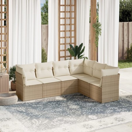 vidaXL Juego de sofás jardín con cojines 6 pzas ratán sintético beige