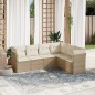 vidaXL Juego de sofás jardín con cojines 6 pzas ratán sintético beige vidaXL Juego de sofás jardín con cojines 6 pzas ratán sintético beige