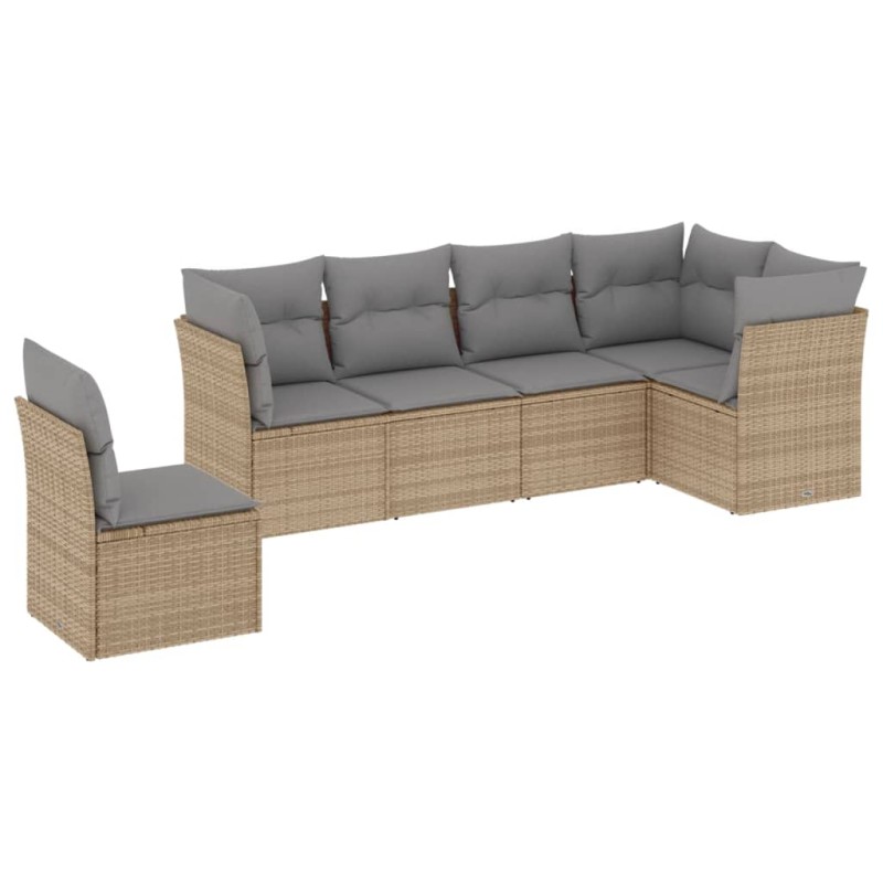 vidaXL Juego de sofás jardín con cojines 6 pzas ratán sintético beige vidaXL Juego de sofás jardín con cojines 6 pzas ratán sintético beige