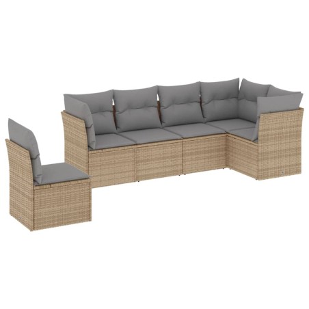 vidaXL Juego de sofás jardín con cojines 6 pzas ratán sintético beige