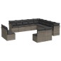vidaXL Set sofás de jardín con cojines 13 piezas ratán sintético gris vidaXL Set sofás de jardín con cojines 13 piezas ratán sintético gris