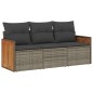 vidaXL Set de sofá de jardín 3 pzas y cojines ratán sintético gris vidaXL Set de sofá de jardín 3 pzas y cojines ratán sintético gris