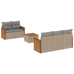 vidaXL Juego de sofás jardín con cojines 6 pzas ratán sintético beige