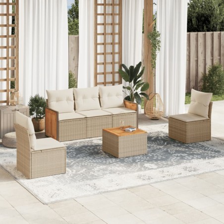 vidaXL Juego de sofás jardín con cojines 6 pzas ratán sintético beige