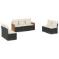 vidaXL Set de comedor de jardín 7 pzas y cojines ratán sintético negro vidaXL Set de comedor de jardín 7 pzas y cojines ratán sintético negro