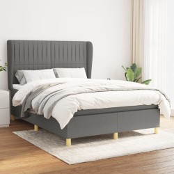 vidaXL Cama box spring con colchón tela gris oscuro 140x190 cm