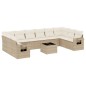 vidaXL Set de sofás de jardín 11pzas con cojines ratán sintético beige vidaXL Set de sofás de jardín 11pzas con cojines ratán sintético beige