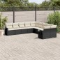 vidaXL Set de sofás de jardín 10 pzas cojines ratán sintético negro vidaXL Set de sofás de jardín 10 pzas cojines ratán sintético negro