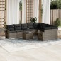 vidaXL Set de sofás de jardín 10 pzas con cojines ratán sintético gris vidaXL Set de sofás de jardín 10 pzas con cojines ratán sintético gris