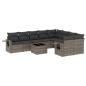 vidaXL Set de sofás de jardín 10 pzas con cojines ratán sintético gris vidaXL Set de sofás de jardín 10 pzas con cojines ratán sintético gris