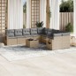 vidaXL Set de sofás de jardín 11pzas con cojines ratán sintético beige vidaXL Set de sofás de jardín 11pzas con cojines ratán sintético beige