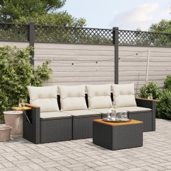 vidaXL Set de muebles de jardín 5 pzas y cojines ratán sintético negro