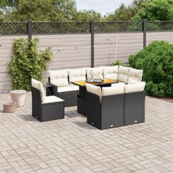 vidaXL Set de sofás de jardín 8 piezas y cojines ratán sintético negro