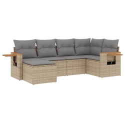 vidaXL Juego de sofás jardín con cojines 6 pzas ratán sintético beige