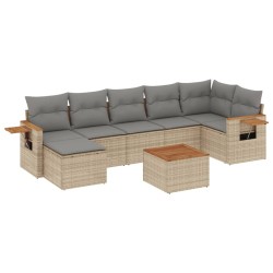 vidaXL Juego de sofás de jardín con cojines beige 8 pzas ratán PE