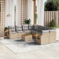 vidaXL Set de sofás de jardín 9 pzas con cojines ratán sintético beige