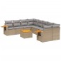 vidaXL Set de sofás de jardín 9 pzas con cojines ratán sintético beige