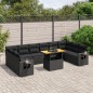 vidaXL Set de sofás de jardín 11 pzas y cojines ratán sintético negro vidaXL Set de sofás de jardín 11 pzas y cojines ratán sintético negro