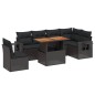 vidaXL Set de comedor de jardín 7 pzas y cojines ratán sintético negro