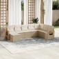 vidaXL Juego de sofás de jardín con cojines beige 8 pzas ratán PE vidaXL Juego de sofás de jardín con cojines beige 8 pzas ratán PE