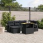 vidaXL Set de comedor de jardín 7 pzas y cojines ratán sintético negro vidaXL Set de comedor de jardín 7 pzas y cojines ratán sintético negro