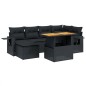 vidaXL Set de comedor de jardín 7 pzas y cojines ratán sintético negro vidaXL Set de comedor de jardín 7 pzas y cojines ratán sintético negro