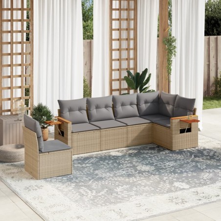 vidaXL Juego de sofás jardín con cojines 6 pzas ratán sintético beige