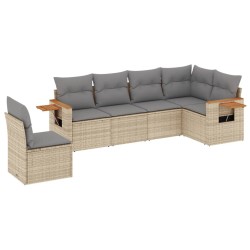vidaXL Juego de sofás jardín con cojines 6 pzas ratán sintético beige