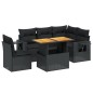 vidaXL Set de sofás de jardín 6 piezas y cojines ratán sintético negro vidaXL Set de sofás de jardín 6 piezas y cojines ratán sintético negro