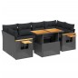 vidaXL Set de comedor de jardín 7 pzas y cojines ratán sintético negro vidaXL Set de comedor de jardín 7 pzas y cojines ratán sintético negro
