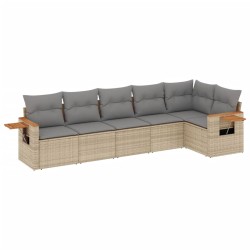 vidaXL Juego de sofás jardín con cojines 6 pzas ratán sintético beige
