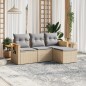 vidaXL Juego de sofás jardín con cojines 4 pzas ratán sintético beige vidaXL Juego de sofás jardín con cojines 4 pzas ratán sintético beige