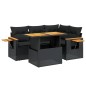 vidaXL Set de muebles de jardín 5 pzas y cojines ratán sintético negro
