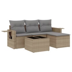 vidaXL Juego de sofás jardín con cojines 4 pzas ratán sintético beige