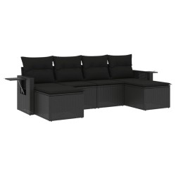 vidaXL Set de sofás de jardín 6 piezas y cojines ratán sintético negro