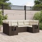 vidaXL Set sofás de jardín 6 piezas y cojines ratán sintético marrón vidaXL Set sofás de jardín 6 piezas y cojines ratán sintético marrón