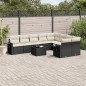 vidaXL Set de sofás de jardín 10 pzas cojines ratán sintético negro vidaXL Set de sofás de jardín 10 pzas cojines ratán sintético negro