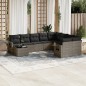 vidaXL Set de sofás de jardín 10 pzas con cojines ratán sintético gris vidaXL Set de sofás de jardín 10 pzas con cojines ratán sintético gris