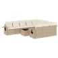 vidaXL Set de sofás de jardín 11pzas con cojines ratán sintético beige vidaXL Set de sofás de jardín 11pzas con cojines ratán sintético beige
