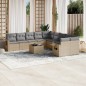 vidaXL Set de sofás de jardín 11pzas con cojines ratán sintético beige
