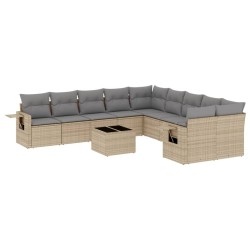 vidaXL Set de sofás de jardín 11pzas con cojines ratán sintético beige