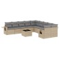 vidaXL Set de sofás de jardín 11pzas con cojines ratán sintético beige