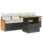 vidaXL Set de muebles de jardín 5 pzas y cojines ratán sintético negro vidaXL Set de muebles de jardín 5 pzas y cojines ratán sintético negro