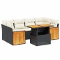 vidaXL Set de comedor de jardín 7 pzas y cojines ratán sintético negro vidaXL Set de comedor de jardín 7 pzas y cojines ratán sintético negro