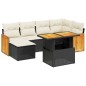 vidaXL Set de comedor de jardín 7 pzas y cojines ratán sintético negro vidaXL Set de comedor de jardín 7 pzas y cojines ratán sintético negro