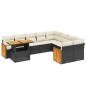 vidaXL Set de sofás de jardín 10 pzas cojines ratán sintético negro