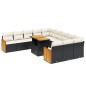vidaXL Set de sofás de jardín 11 pzas y cojines ratán sintético negro