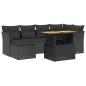 vidaXL Set de comedor de jardín 7 pzas y cojines ratán sintético negro vidaXL Set de comedor de jardín 7 pzas y cojines ratán sintético negro